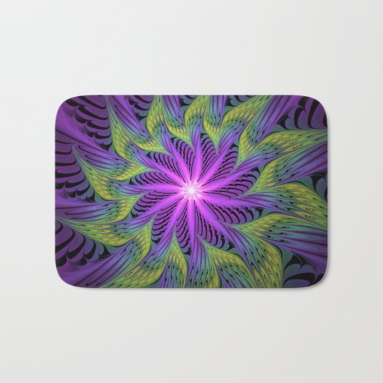 The Light from the Center, Fantasy Fractal Art Bath Mat