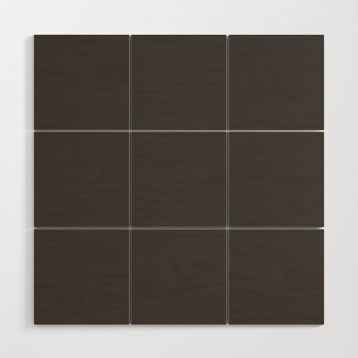 Dark Gray Brown Solid Color Pantone Raven 19-0000 TCX Shades of Black Hues Wood Wall Art