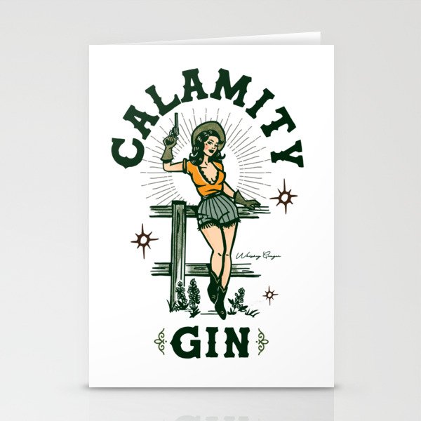Calamity Gin Cowgirl Pinup Stationery Cards