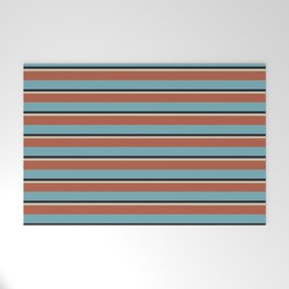 Stripes in beige and blue Welcome Mat