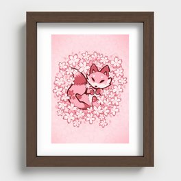 Cherry Blossom Fox Recessed Framed Print
