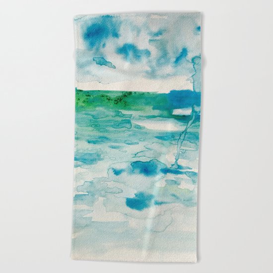 Miami Beach Watercolor #2 Beach Towel