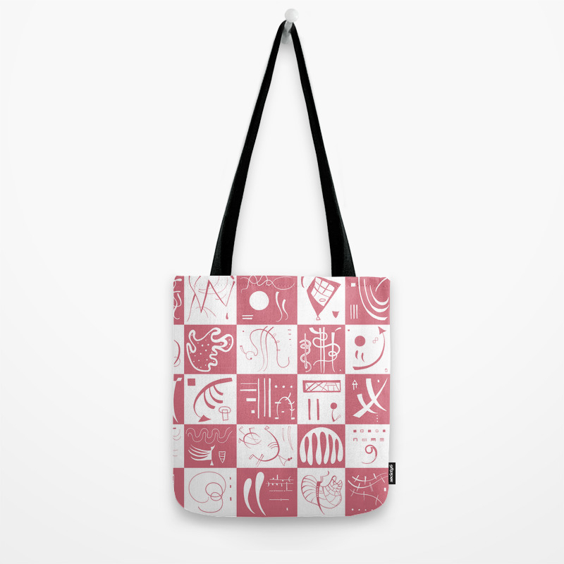 Kandinsky White And Rose Pattern Abstract Art Tote Bag By