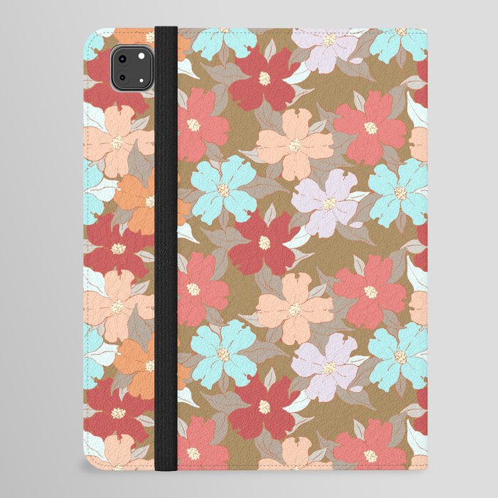 brown and powder blue floral dogwood symbolize rebirth and hope iPad Folio Case
