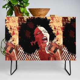 Music Jazz - afro american jazz singer on grunge background - illustration Credenza
