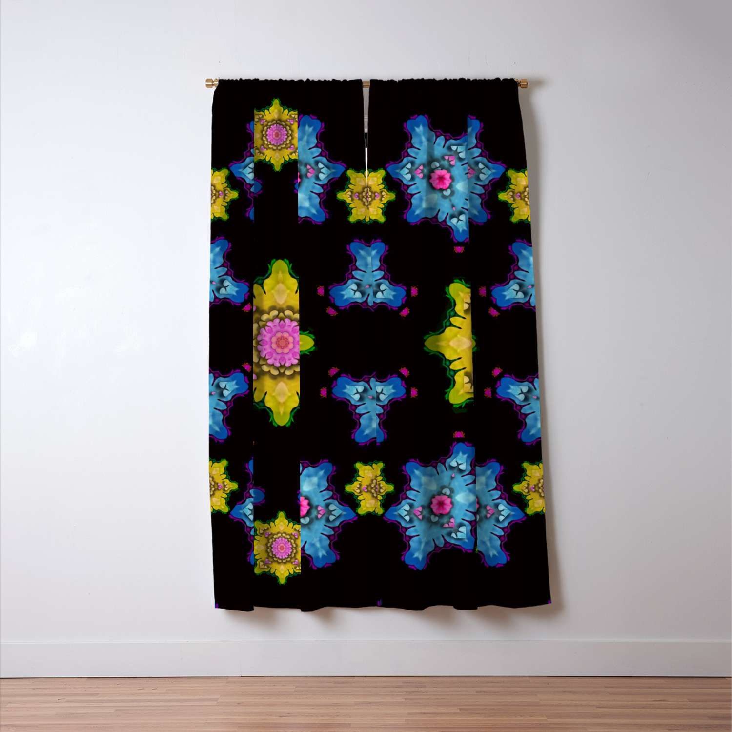 Flowers And Stars In The Dark Happy Calm Night Blackout Curtain By Pepitaselles