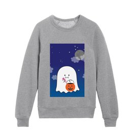 Gordie the Ghost (night sky) | by queenie's cards Kids Crewneck