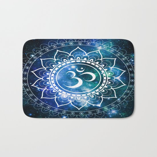 Om Mandala : Blue Green Galaxy Bath Mat