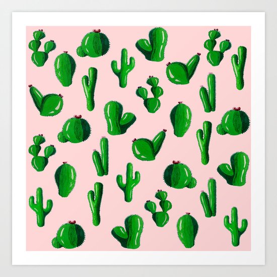 Pink Cactus Art Print