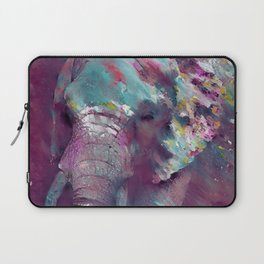 Elephant Canvas Painting, Wall Art Indian Portrait Printable Poster, Abstract Oil Artwork  Laptop Sleeve