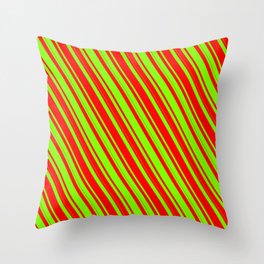 [ Thumbnail: Chartreuse & Red Colored Lines Pattern Throw Pillow ]
