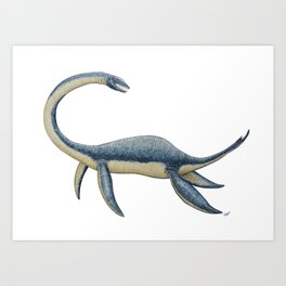 Plesiosaurus dinosaur art for Paleontology lover Art Print