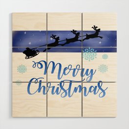 Starry night Santa sleigh Wood Wall Art