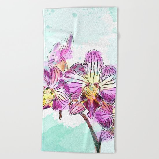 Orchids 02 Beach Towel
