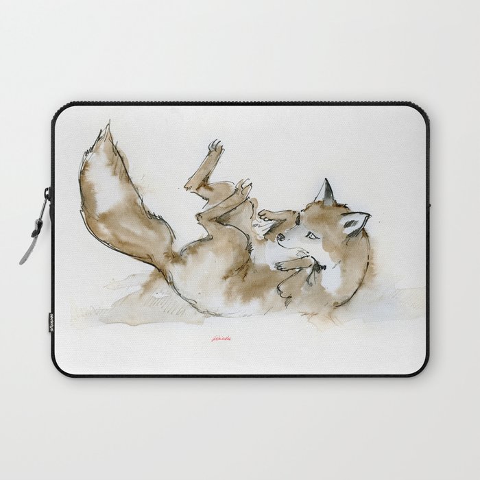 Fox rolling in snow Laptop Sleeve