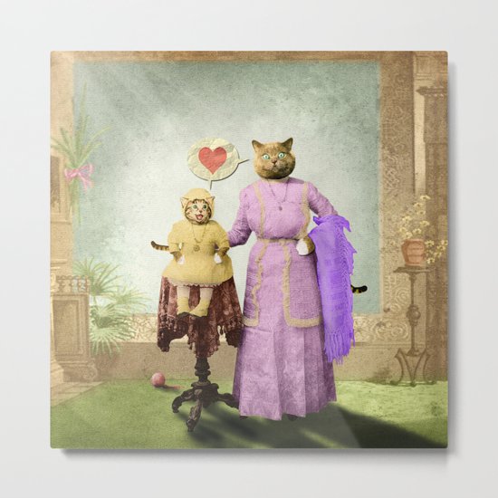 Momma Kitty Loves Her Kitten Metal Print