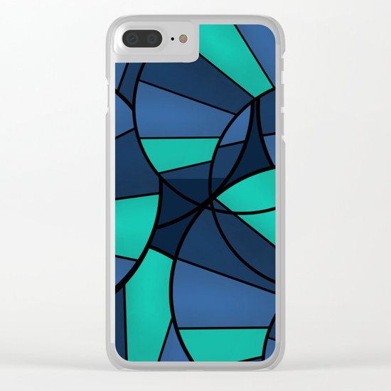 With blue turquoise and black abstract pattern . Clear iPhone Case