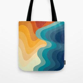 Retro 70s and 80s Color Palette Mid-Century Minimalist Nature Ripple Waves Tote Bag