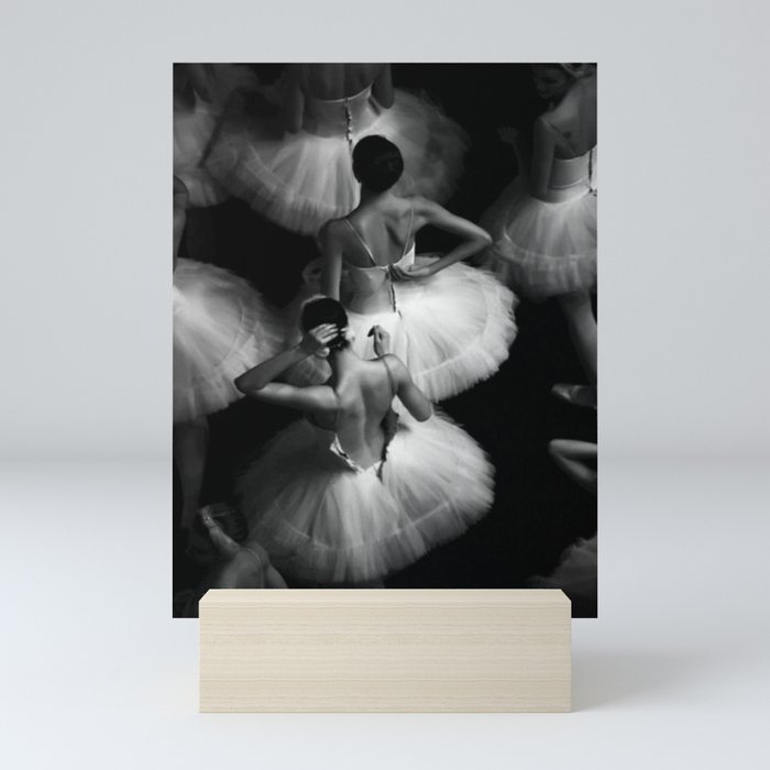 Ballerinas getting ready for the big performance black and white photograph - photographs Mini Art Print