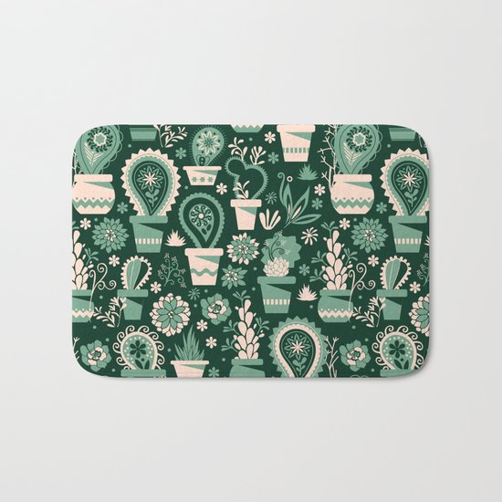 Paisley succulents Bath Mat