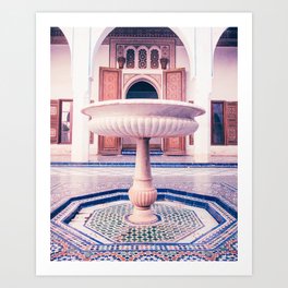 Tiled Moroccan Fountain in a Courtyard Fine Art Print Art Print