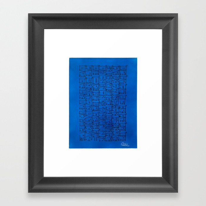 Blue Tiny Ducks Framed Art Print