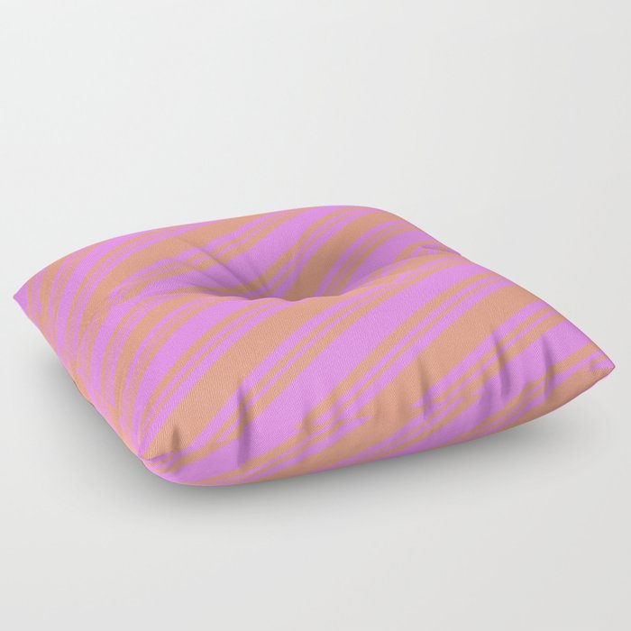 Violet and Dark Salmon Colored Striped/Lined Pattern Floor Pillow