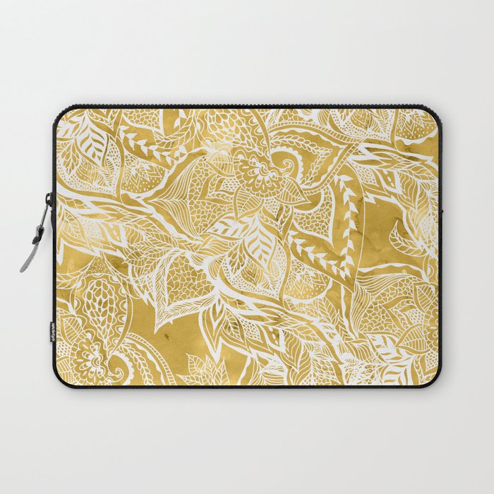 Modern lemon curry watercolor floral hand drawn pattern Laptop Sleeve