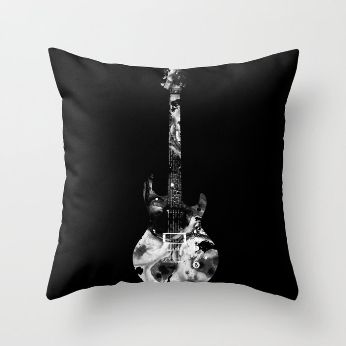 Black And White Electric Bass Guitar by Sharon Cummings Throw Pillow