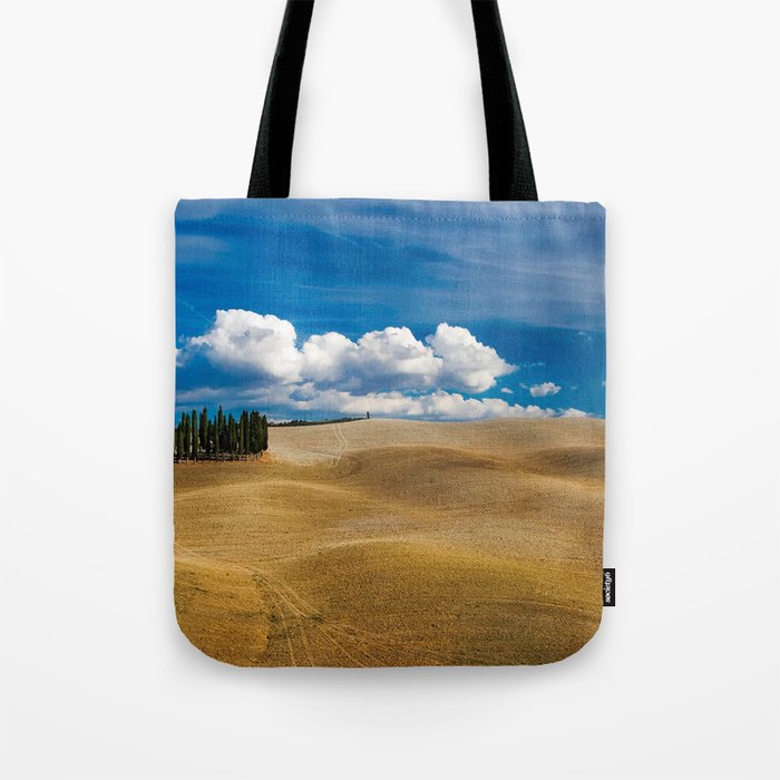 Hills of Tuscany, Italy with clouds and strand of stone pines color landscape photograph / photography for home and wall decor Tote Bag