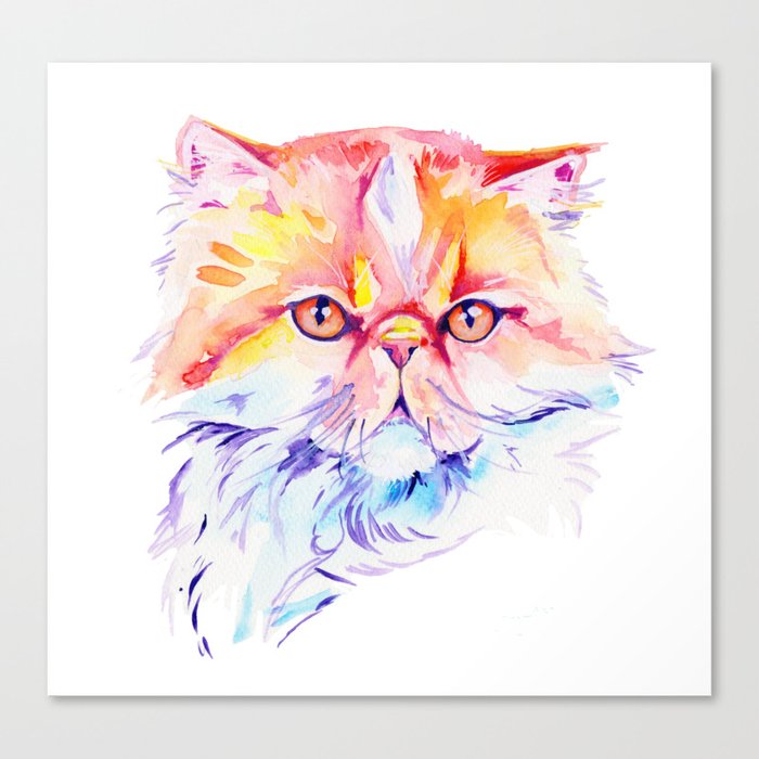 Persian Cat Watercolor Painting Canvas Print