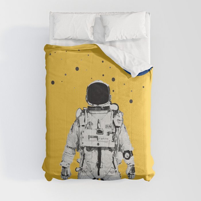 Astronaut Portrait on a Yellow Background Comforter