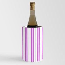 Magenta Pink and White Vintage American Country Cabin Ticking Stripe Wine Chiller