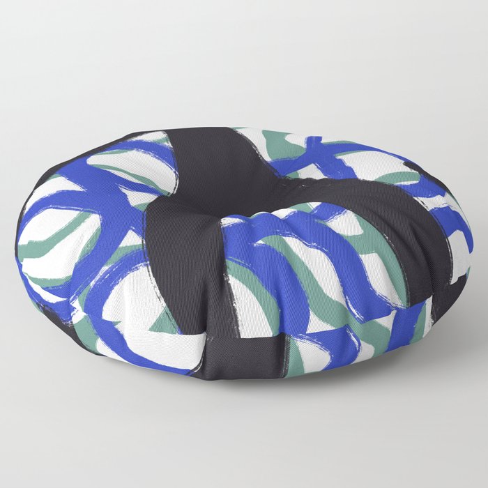 Abstract brushstrokes and line deco var 2 Floor Pillow