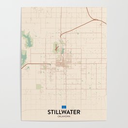 Stillwater, Oklahoma, United States - Vintage City Map Poster