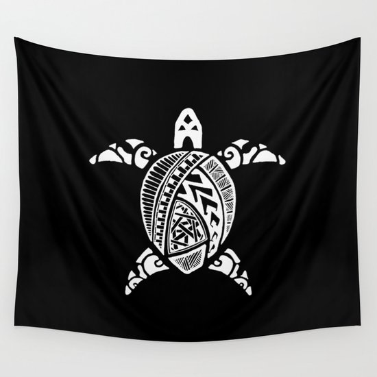 White abstract turtle Wall Tapestry