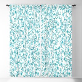 Turquoise Flowers Blackout Curtain