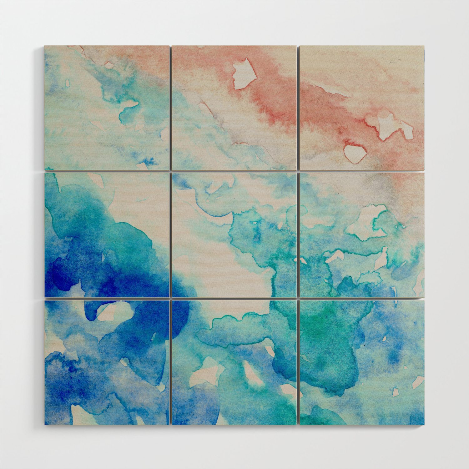 Seaside Abstract Watercolor Wood Wall Art By Gingermusestudio