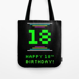 [ Thumbnail: 18th Birthday - Nerdy Geeky Pixelated 8-Bit Computing Graphics Inspired Look Tote Bag ]