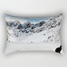 Argentina Photography - A Black Cat In The Snowy Mountain Terrain Rectangular Pillow