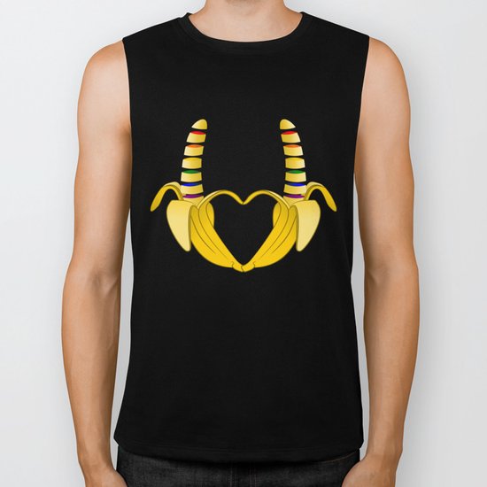 Gay Pride Banana Heart Biker Tank