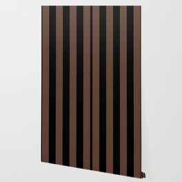 Medium Brown and Black Vertical Stripe Pattern Pantone 2022 Trending Hue Downtown Brown 19-1223 Wallpaper