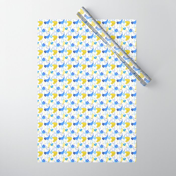 Mid-Century Dreidels - White Wrapping Paper