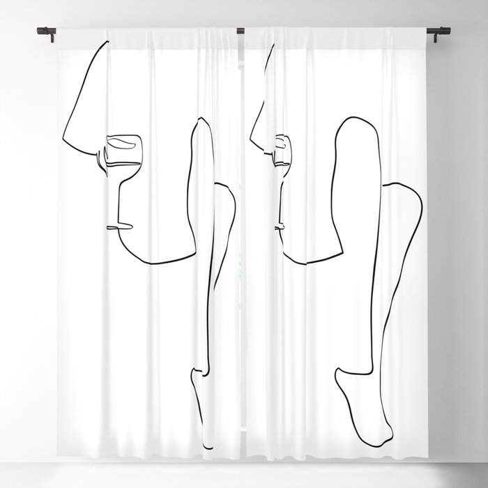 Woman with a wine glass Blackout Curtain