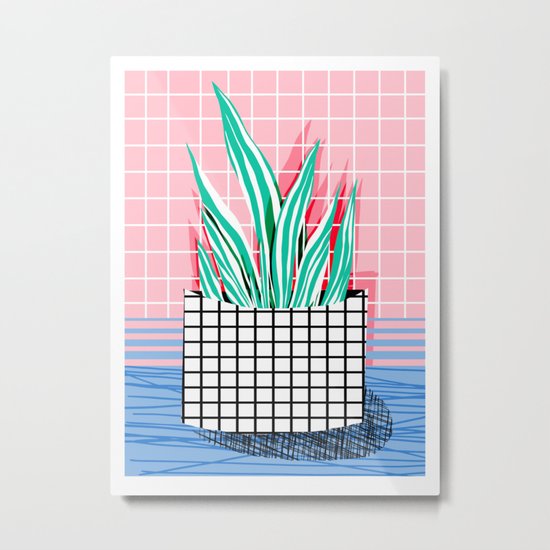 Glam - pop art memphis neon house plants throwback retro 80s style cool brooklyn style minimalism Metal Print