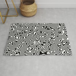 Op-Art Black And White Trippy Psychedelic Pattern 11 Rug | Modern, Lineart, Geometric, Black And White, Psychedelic, Modernist, Op Art, Trippy, Opticalillusion, Migraine 