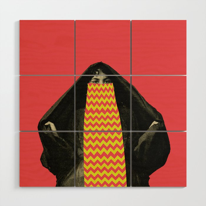 The lady with the colorful veil Wood Wall Art