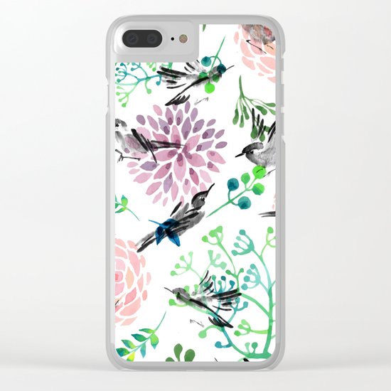 Birds and Flowers Clear iPhone Case