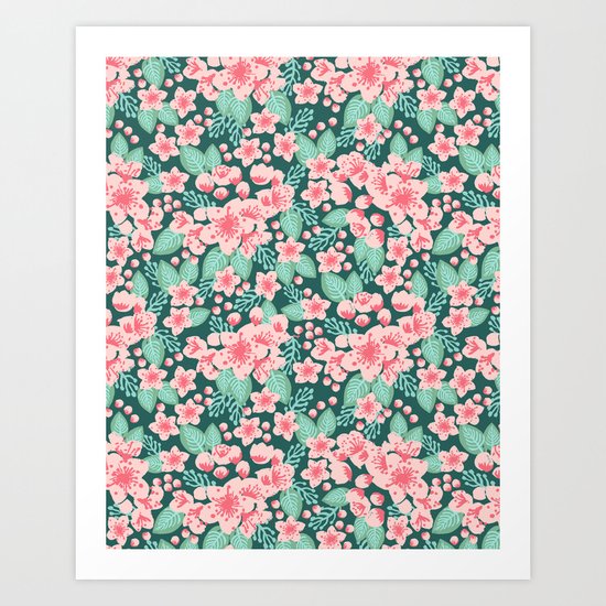 Cherry Blossom spring summer boho floral flower gardening nature botanical nature flowers florals Art Print