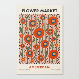 Flower Market Amsterdam, Abstract Modern Floral Print Canvas Print